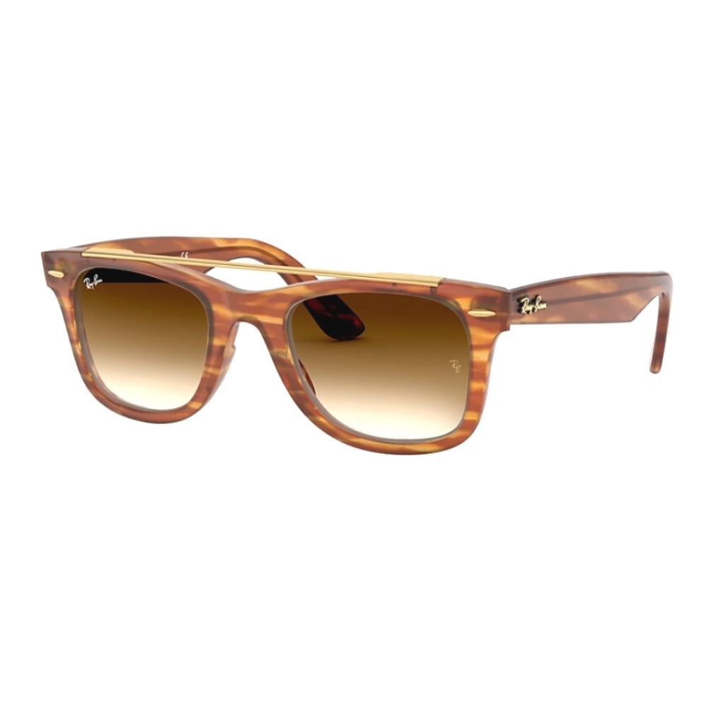 Ray-Ban Double Bridge Wayfarer, Light Brown Striped